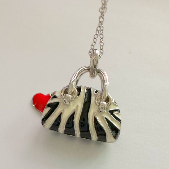Love My Bag! Zebra Print Handbag with Heart Charm Necklace - Cute! - Picture 5 of 10